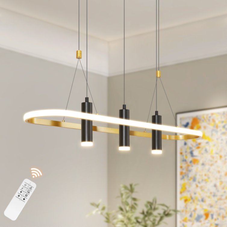 Dimmable LED Pendant Light 4-Light Black Gold Modern Kitchen Fixture