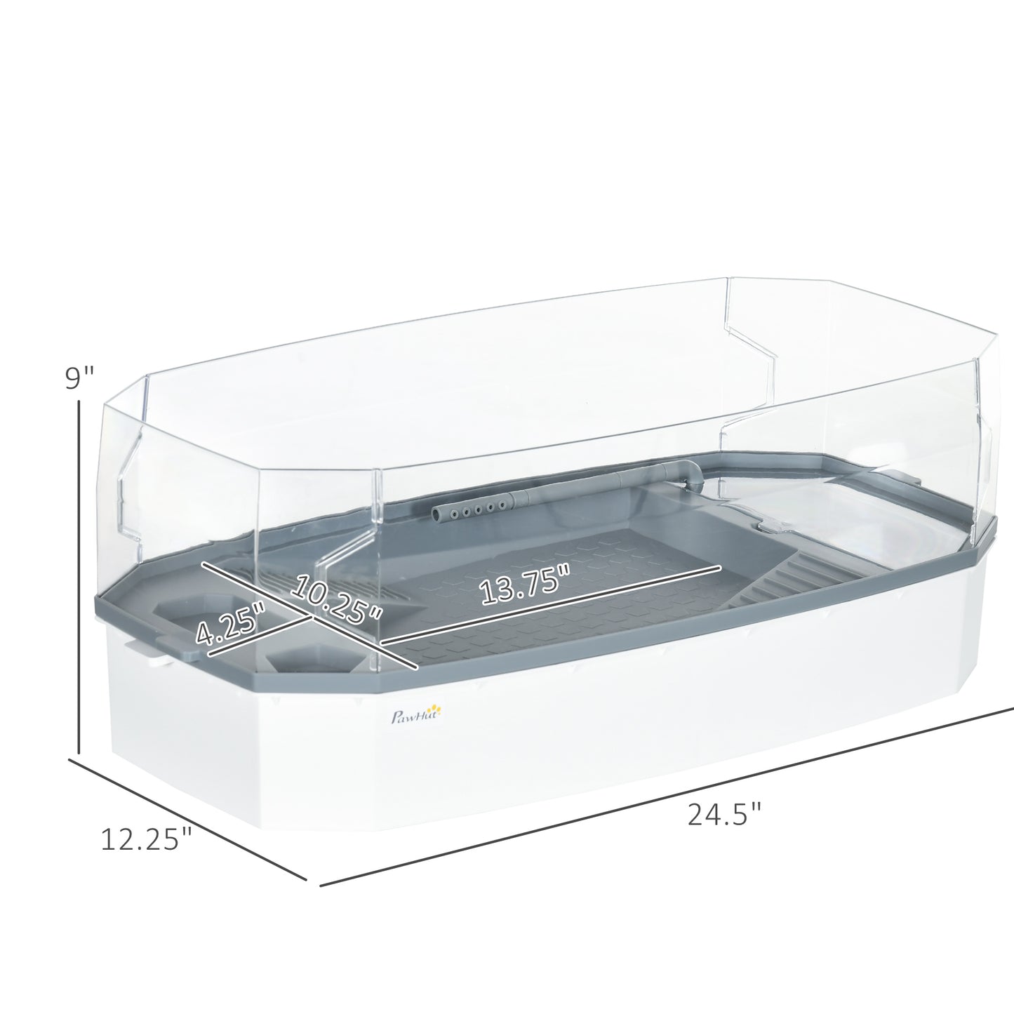 Pet Turtle Aquarium Kit with Basking Platform and Water Pump - White, 670x345x163mm