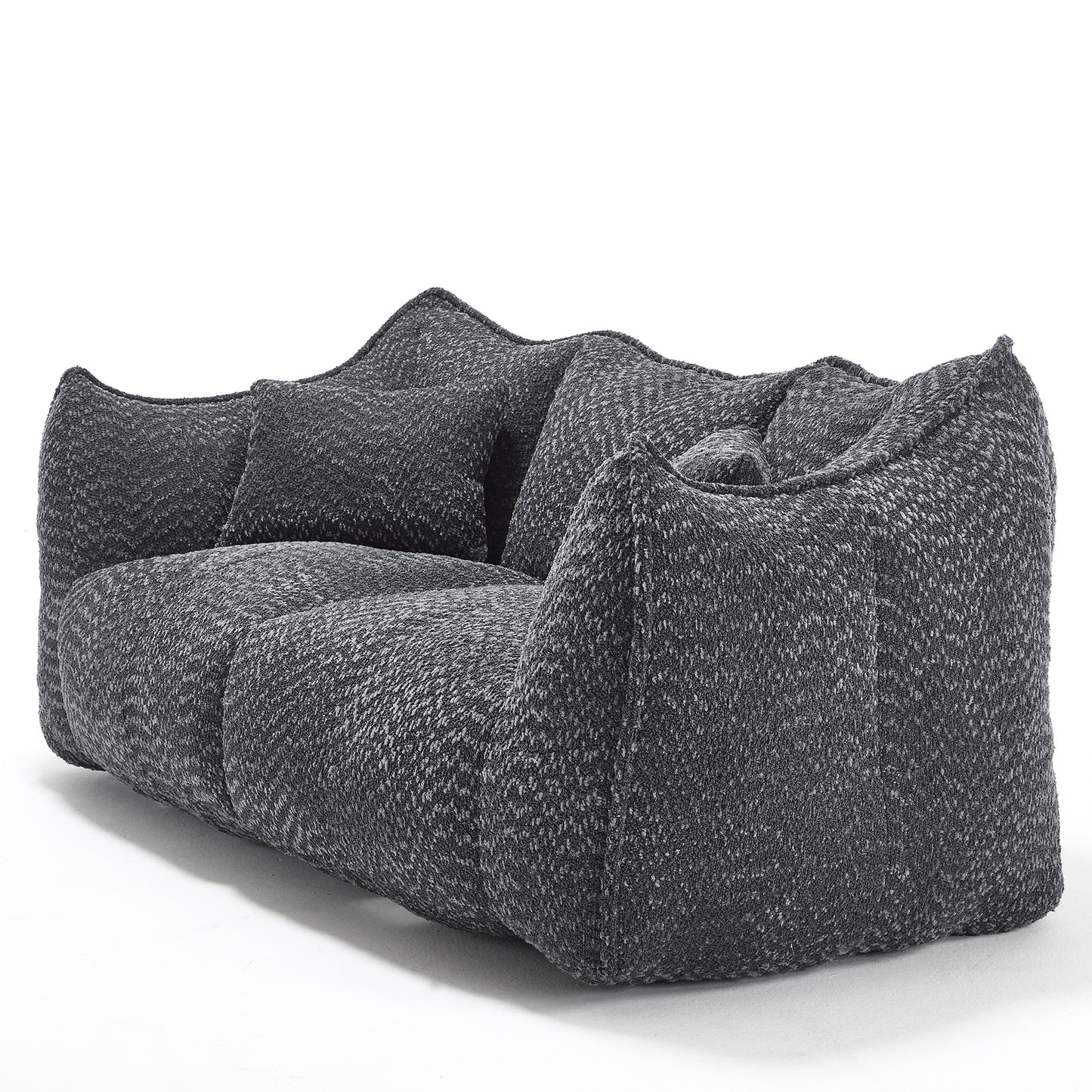 Comfortable Square Beanbag Chair for Two - Black Chenille