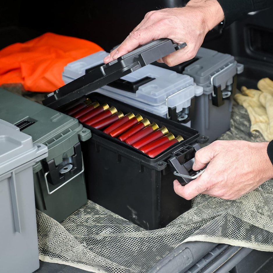 Stackable Lockable Ammo Storage Box - Water Dust Resistant Dry Box for Hunting and Shooting Gear