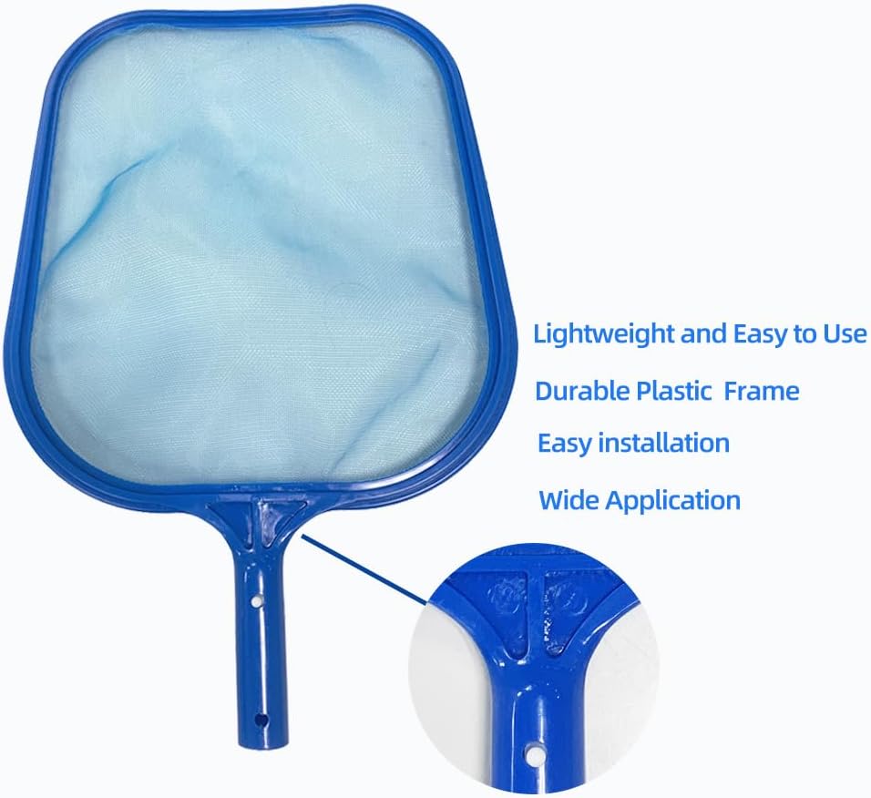 Pool Skimmer Net for Cleaning Leaves & Debris - Lightweight Fine Mesh Pool Net (Blue)
