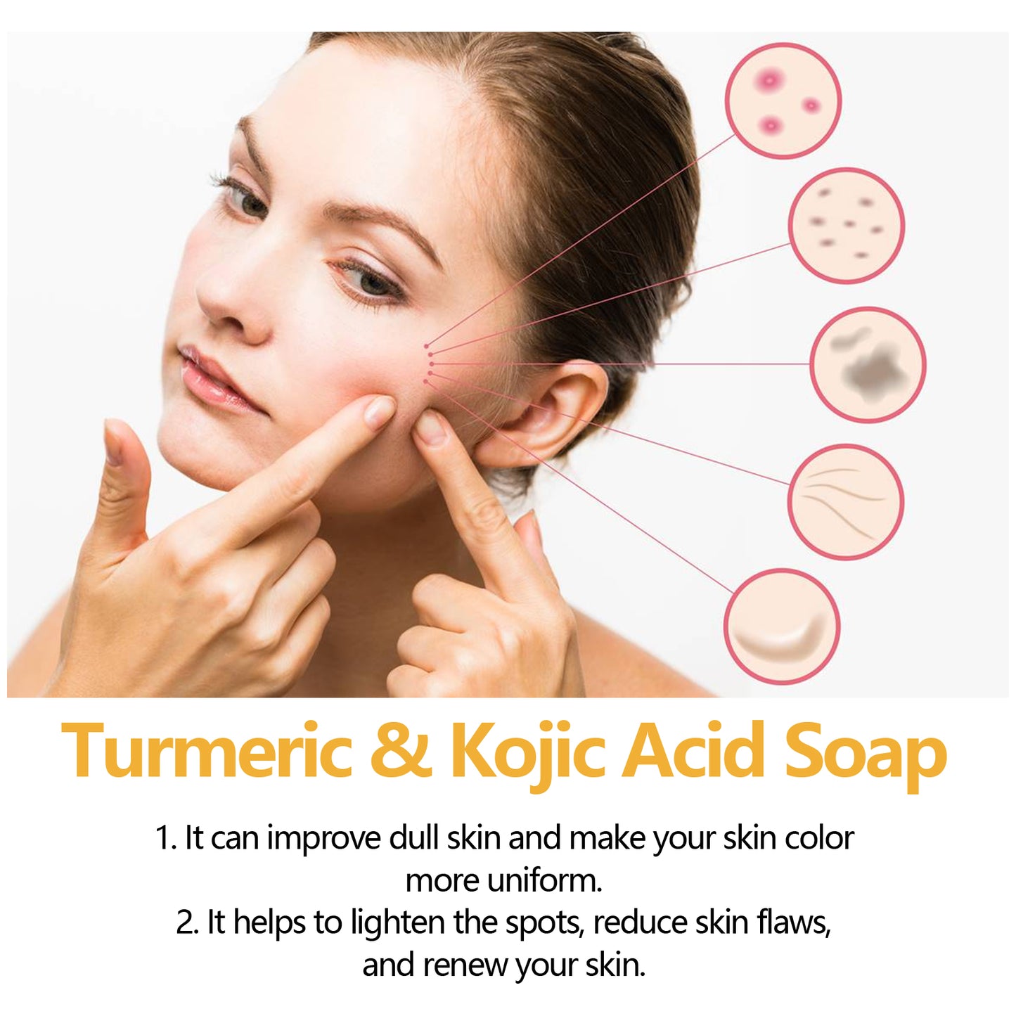 Turmeric and Kojic Acid Brightening Bar Soap for Face and Body