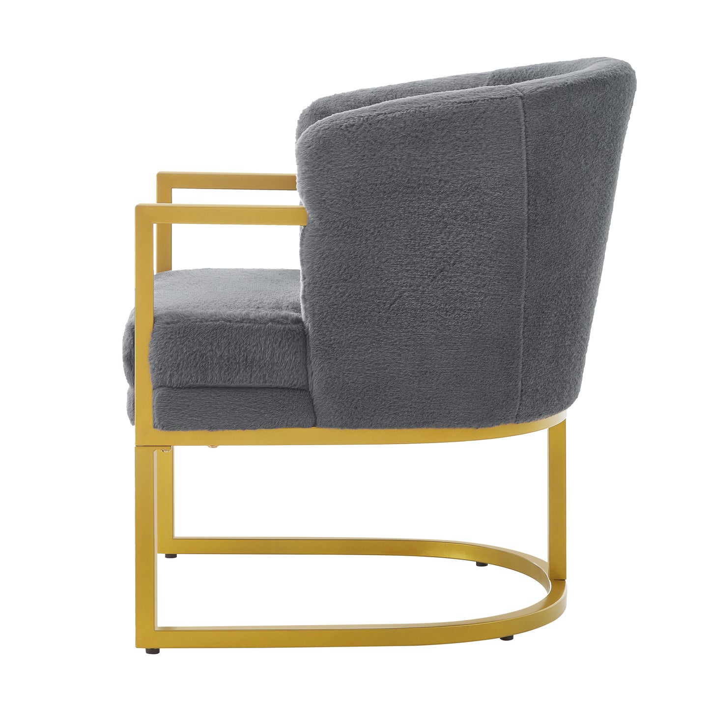 Cozy Grey Accent Chair with Gold Metal Frame - Modern Armchair