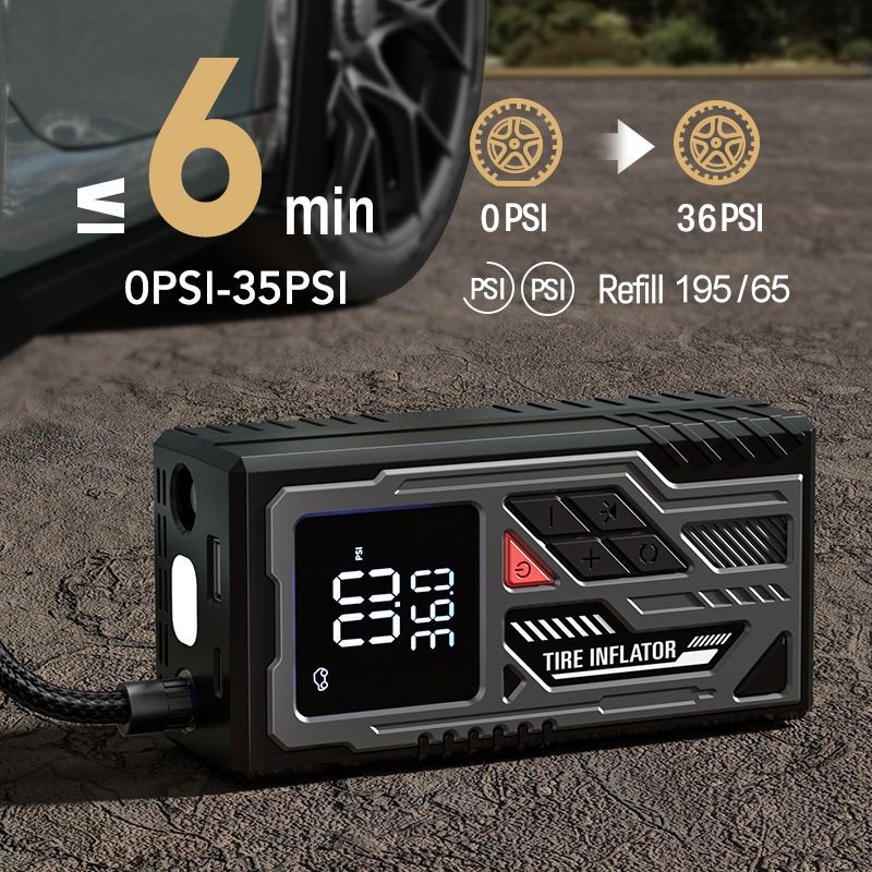 Wireless Portable Car Air Pump with Power Bank and Light