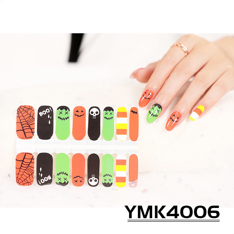 Halloween Skull & Autumn Leaf Nail Stickers - Adhesive Nail Art Decals
