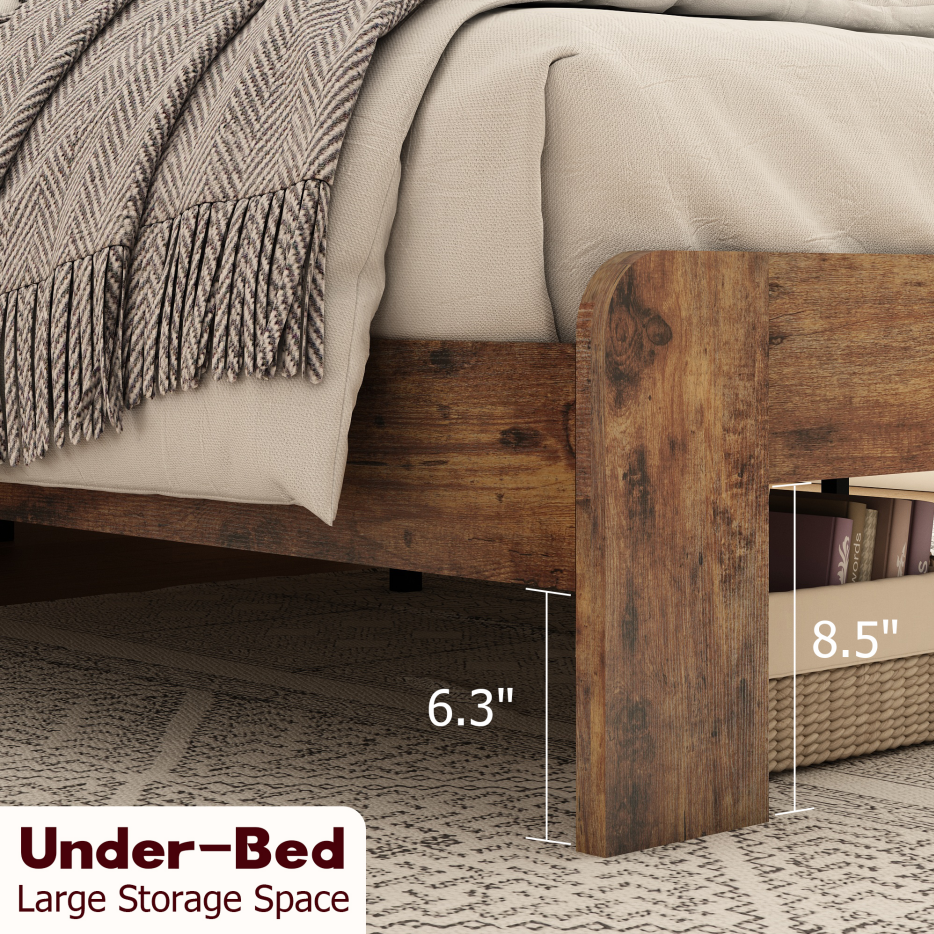 Queen Platform Bed Frame with LED Headboard, USB Ports & Storage