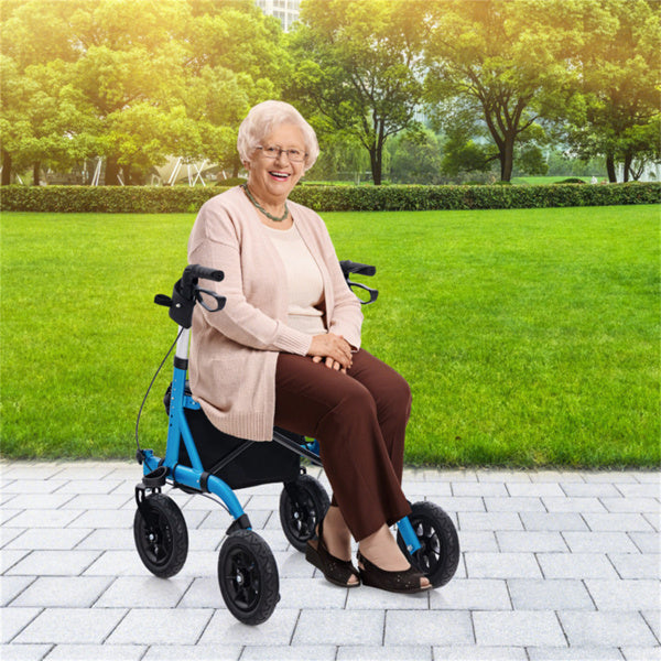 All-Terrain Rollator Walker with 9.5-Inch Wheels & Adjustable Height