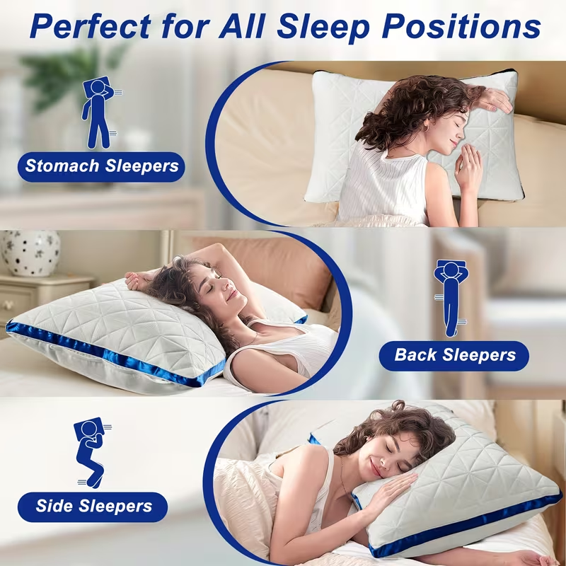Luxury Bed Pillows - 2-Pack Breathable Down Alternative Gusseted Design, Soft Fiber Fill for Enhanced Sleep Quality