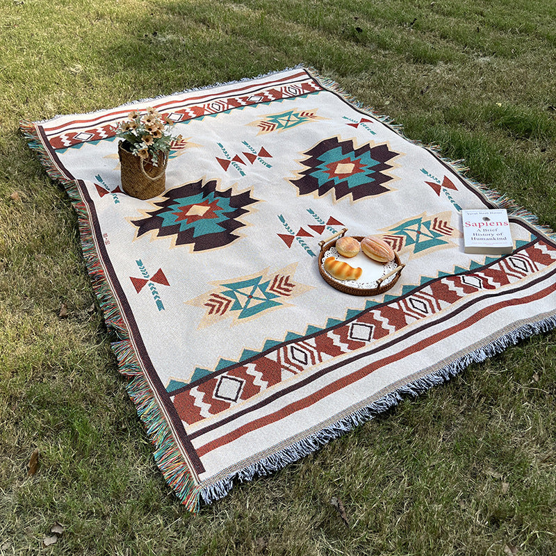 Bohemian Outdoor Camping Rug - Knitted Chenille Picnic Mat for Garden & Patio