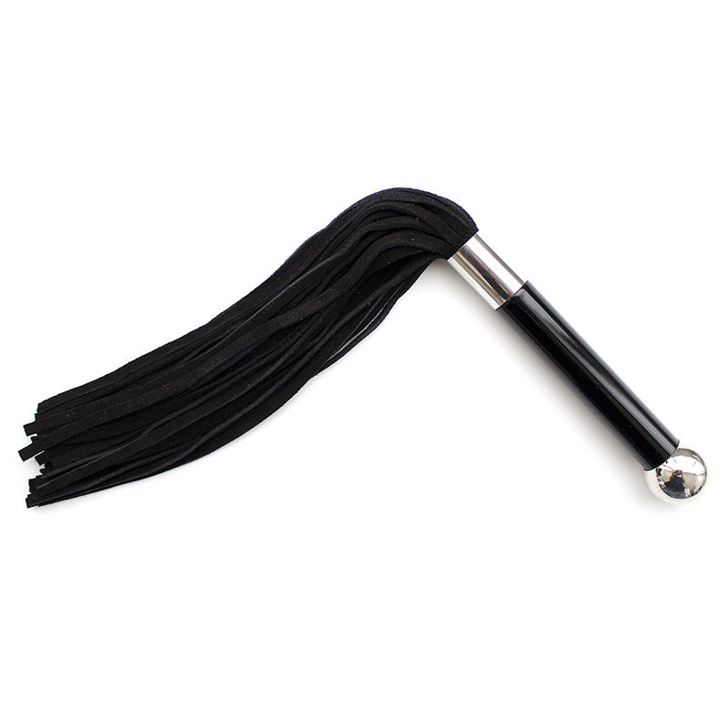 Leather Tassel Training Whip with Acrylic Handle – Black/Red/Pink/Purple