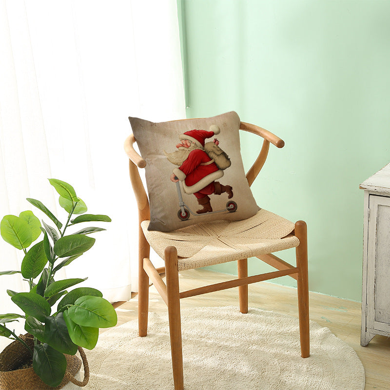 Christmas Pillowcase 45x45cm Cartoon Pattern Linen Cushion Cover