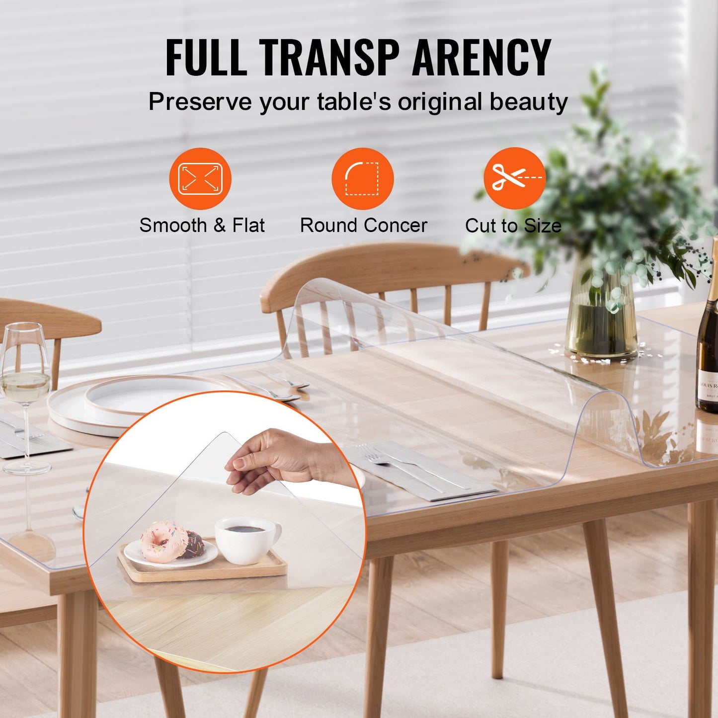 Clear PVC Table Protector 36x54 Inch - 1.5mm Thick