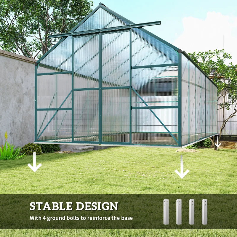 Greenhouse Kit with Aluminum Frame, Polycarbonate Panels, Adjustable Roof Vent