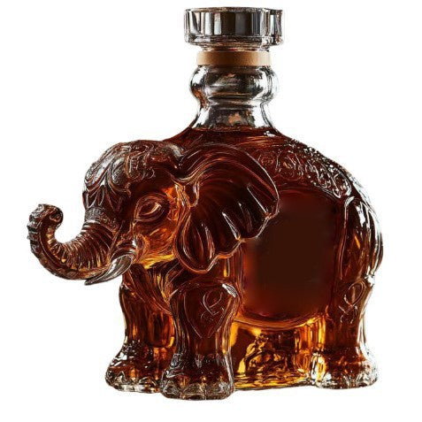 Decorative Glass Whiskey Bottle with Elephant and Deer Variants