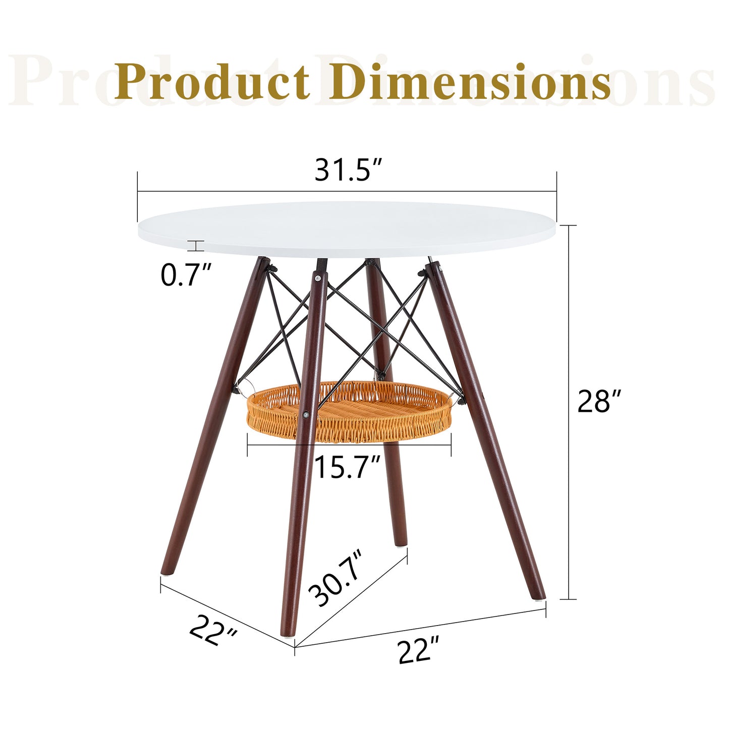 31.5-inch Diameter Circular Dining Table, White MDF Vacuum Formed