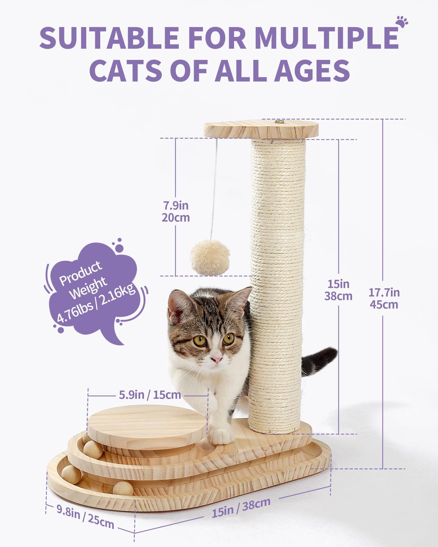 Indoor Cat Scratching Post and Interactive Toy Track Set - Small Cats