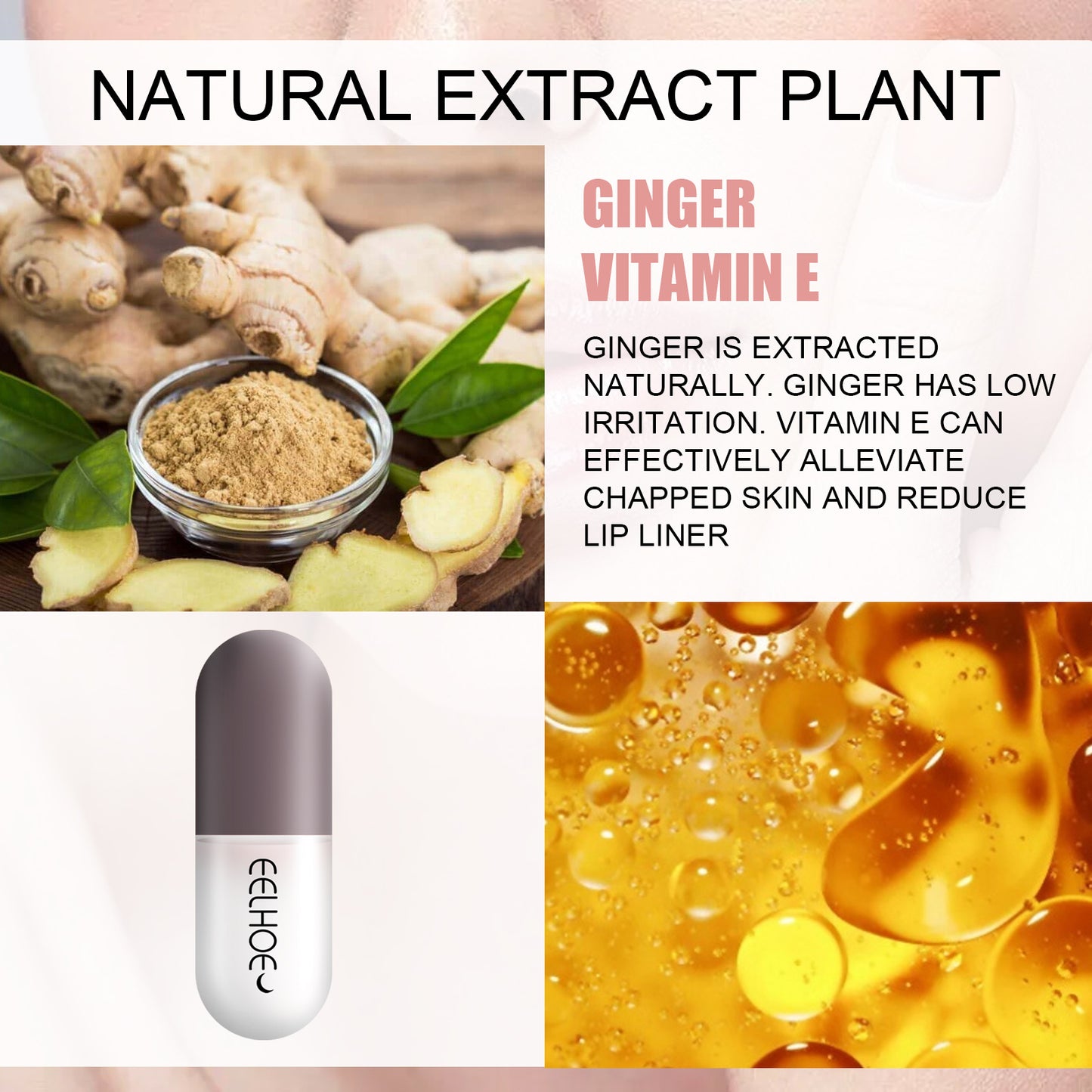 Day and Night Moisturizing Lip Plumper Capsules with Vitamin E and Mint