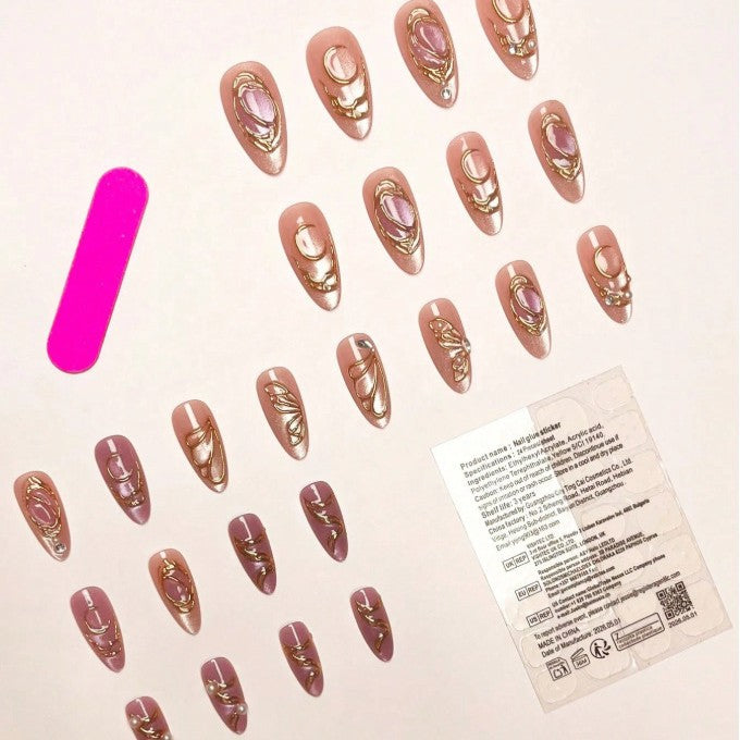 Almond-Shaped Nail Tips Set - 24 Pieces for Nail Art & Manicure