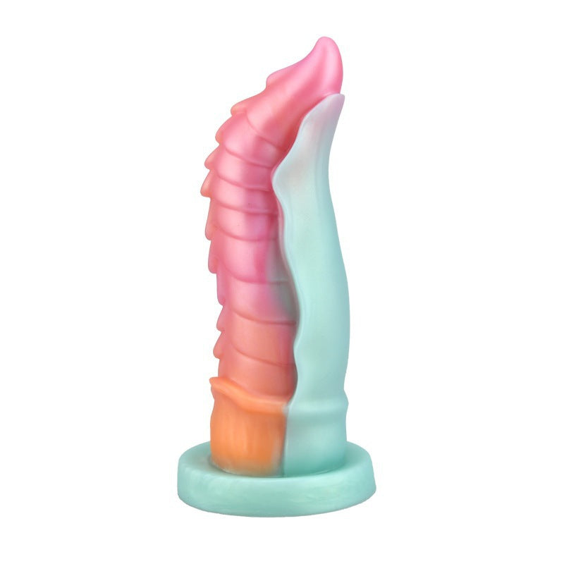 Liquid Silicone Adult Dildo - Mixed Color, Profiled Penis, 225x50mm