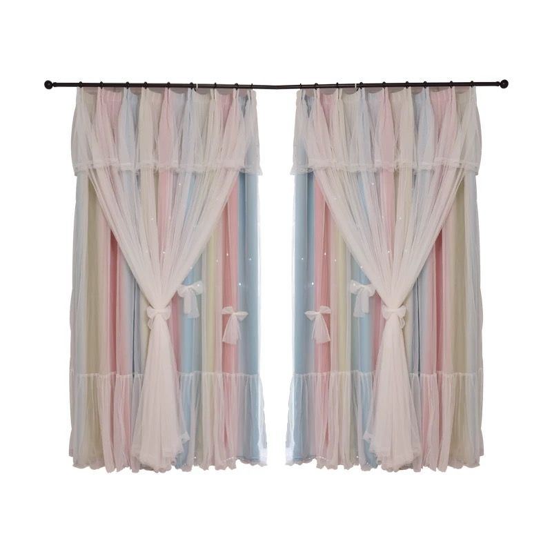 Nordic Style Hollow Star Princess Blackout Curtains for Bedroom & Living Room