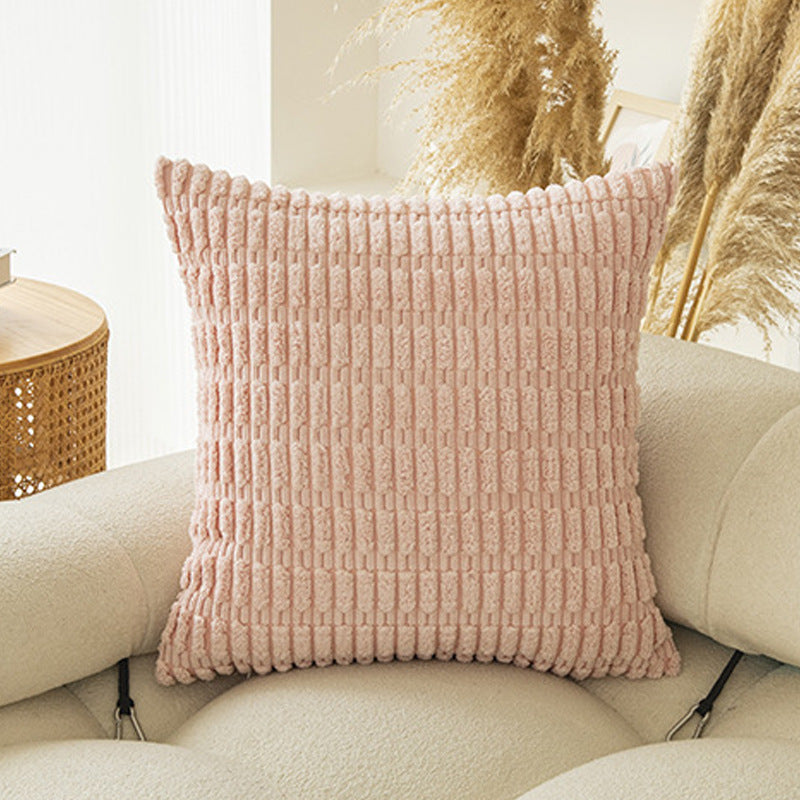 Boho Striped Throw Pillow Covers Plush Fabric Cushion Covers for Sofa & Bed