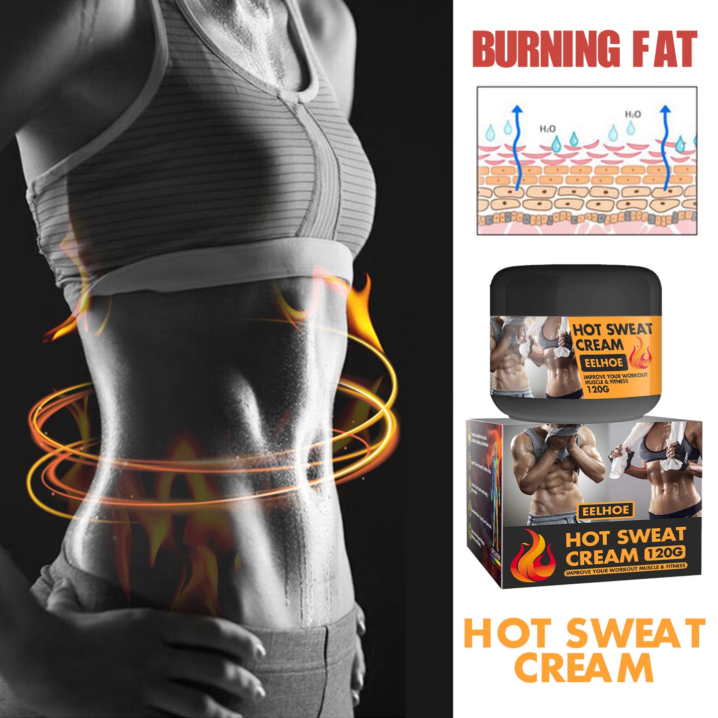 Body Sculpting Abs Cream - Firming & Toning Fitness Gel for Waist & Abdomen