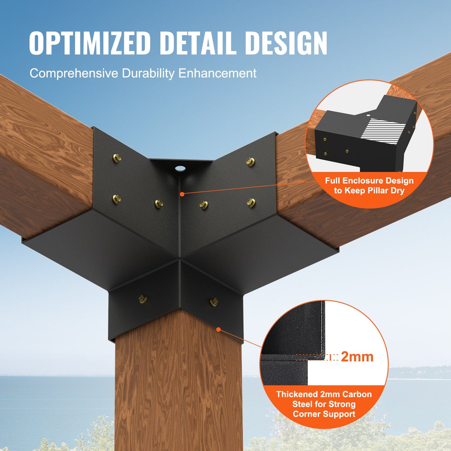 4"x4" Pergola Bracket Kit - Heavy Duty Corner Brackets, 4pcs