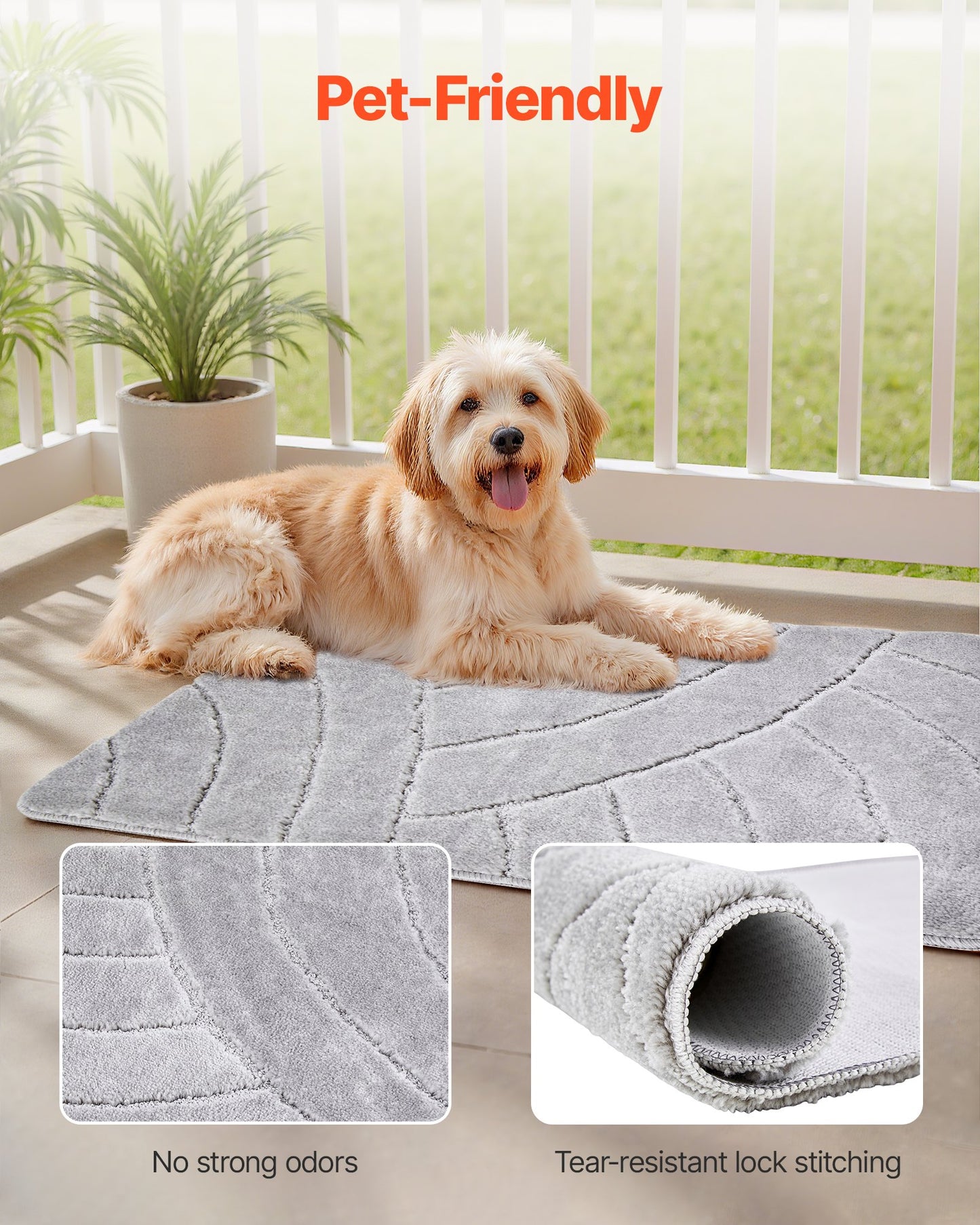 Outdoor Door Mat 35.83 x 24.02 Inch Non-Slip Entry Rug Dirt-Absorbent Grey