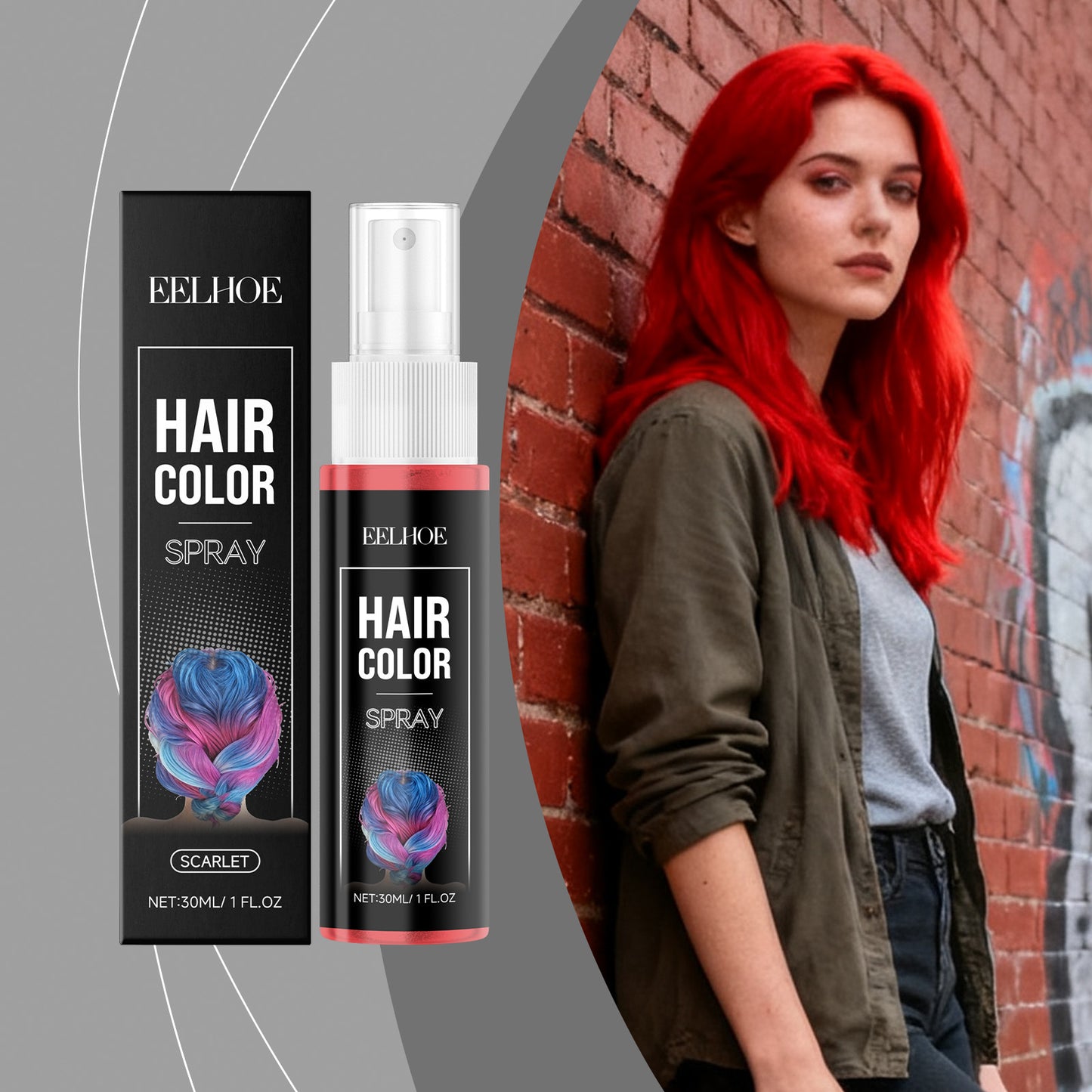 Bright Red Temporary Hair Spray 30ML - Long-Lasting Color & Moisturizing