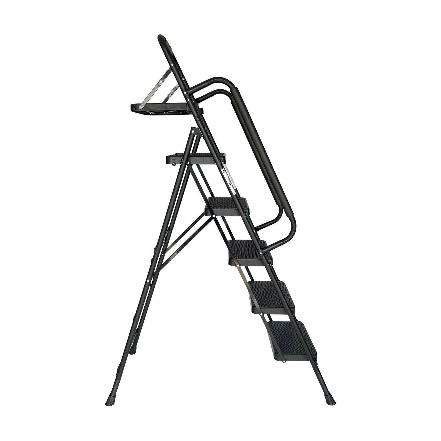 Folding Step Ladder with Wide Anti-Slip Pedal - Black