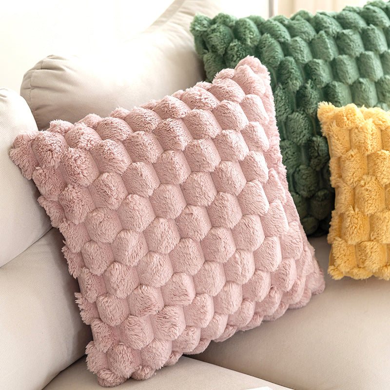 Solid Color Plush Pillowcase 45x45cm Sofa Cushion Cover Home Decor