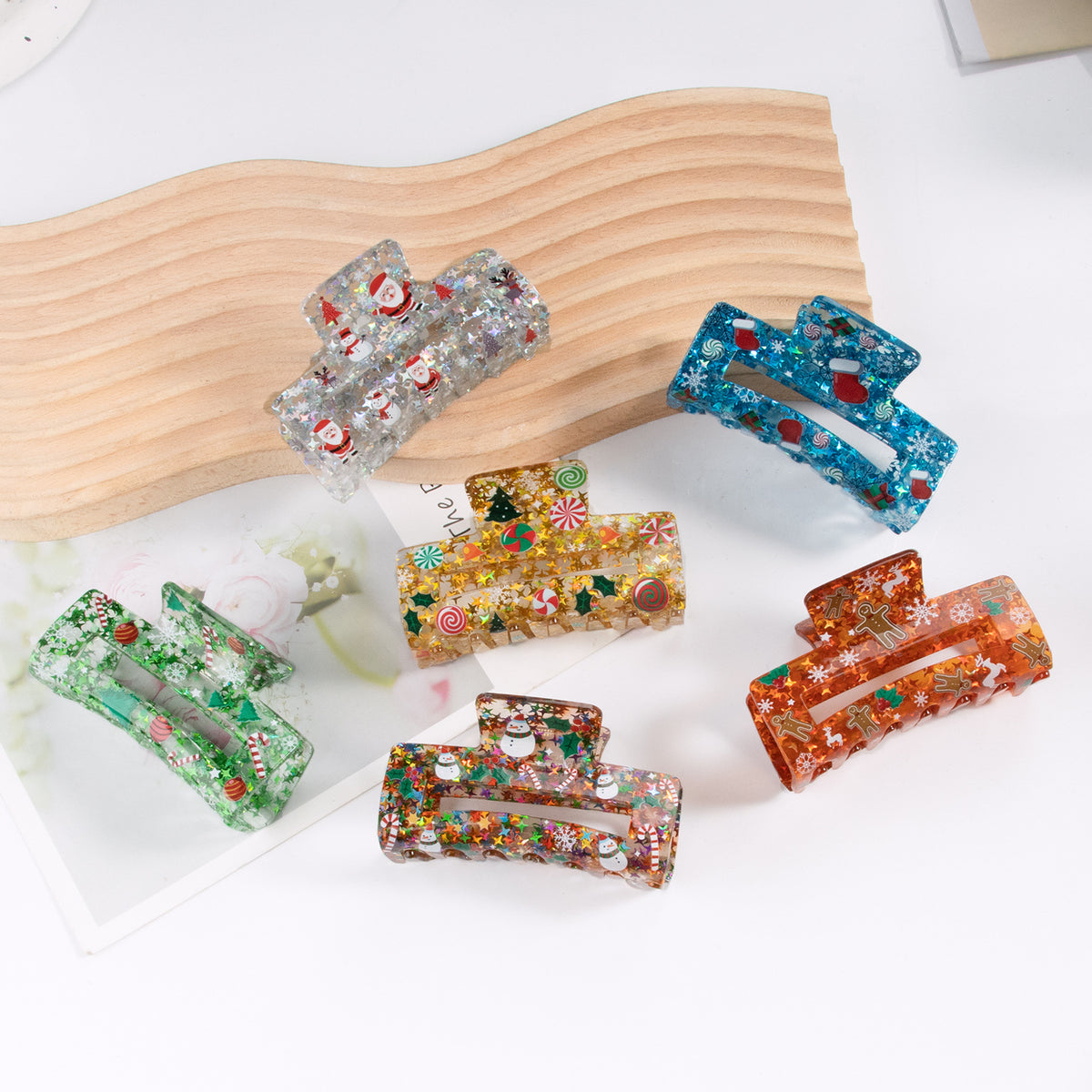 Five-Pointed Star Sequin Acrylic Hair Barrettes