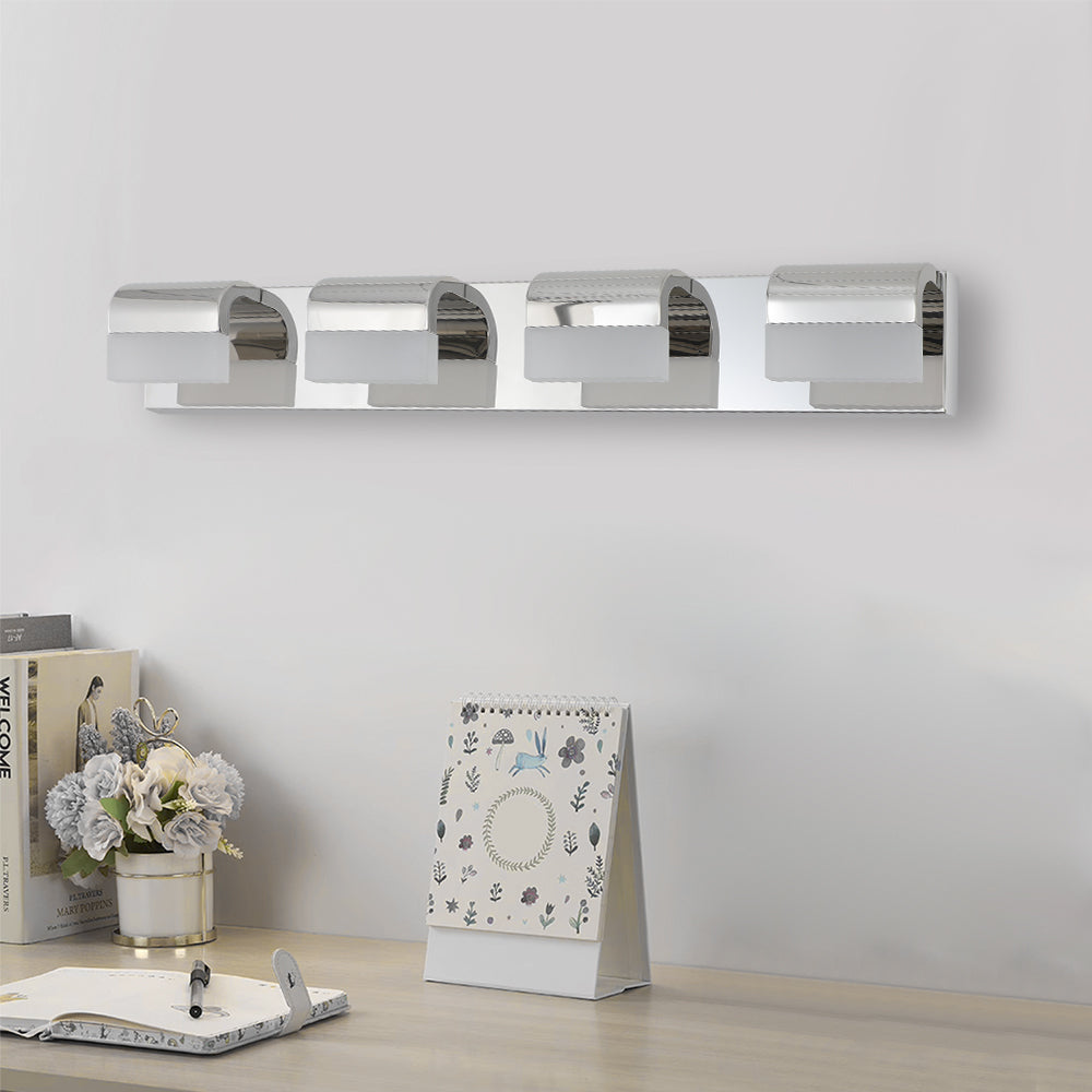 4-Light Modern Bathroom Vanity Lighting - LED Wall Fixture