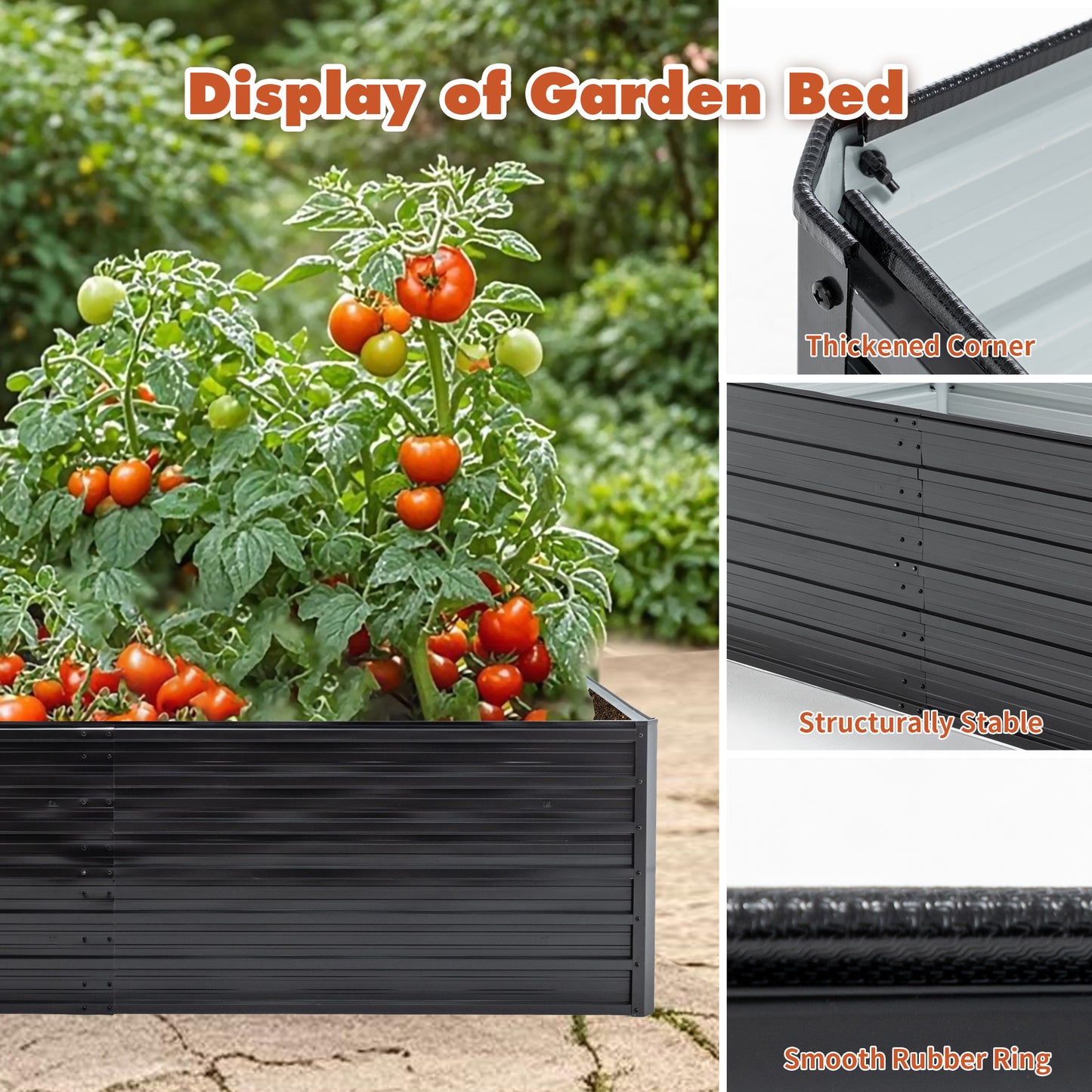 2-Pack 6x3x2 FT Galvanized Metal Raised Garden Beds, Reinforced