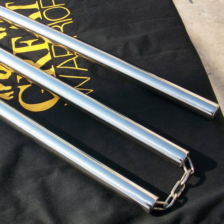 Stainless Steel Flat-Head Performance Staff Three-Section Staff Multiple Sizes