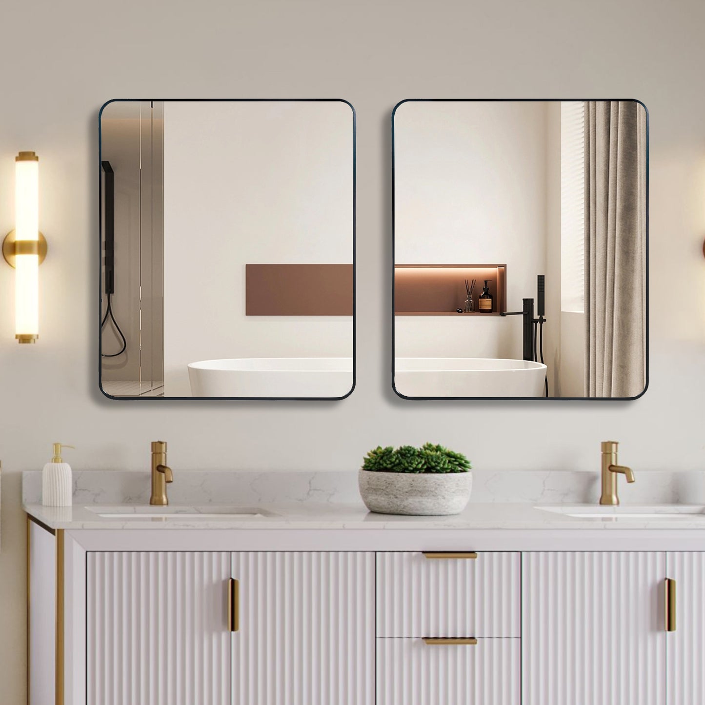 30x36 Black Rectangular Bathroom Wall Mirror - Classic Style