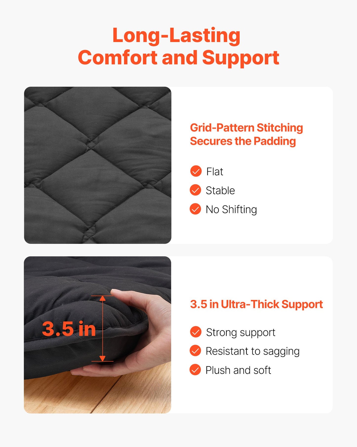 Foldable Japanese Tatami Mattress - 9-Layer Support Foam, Storage Bag, 80x54in