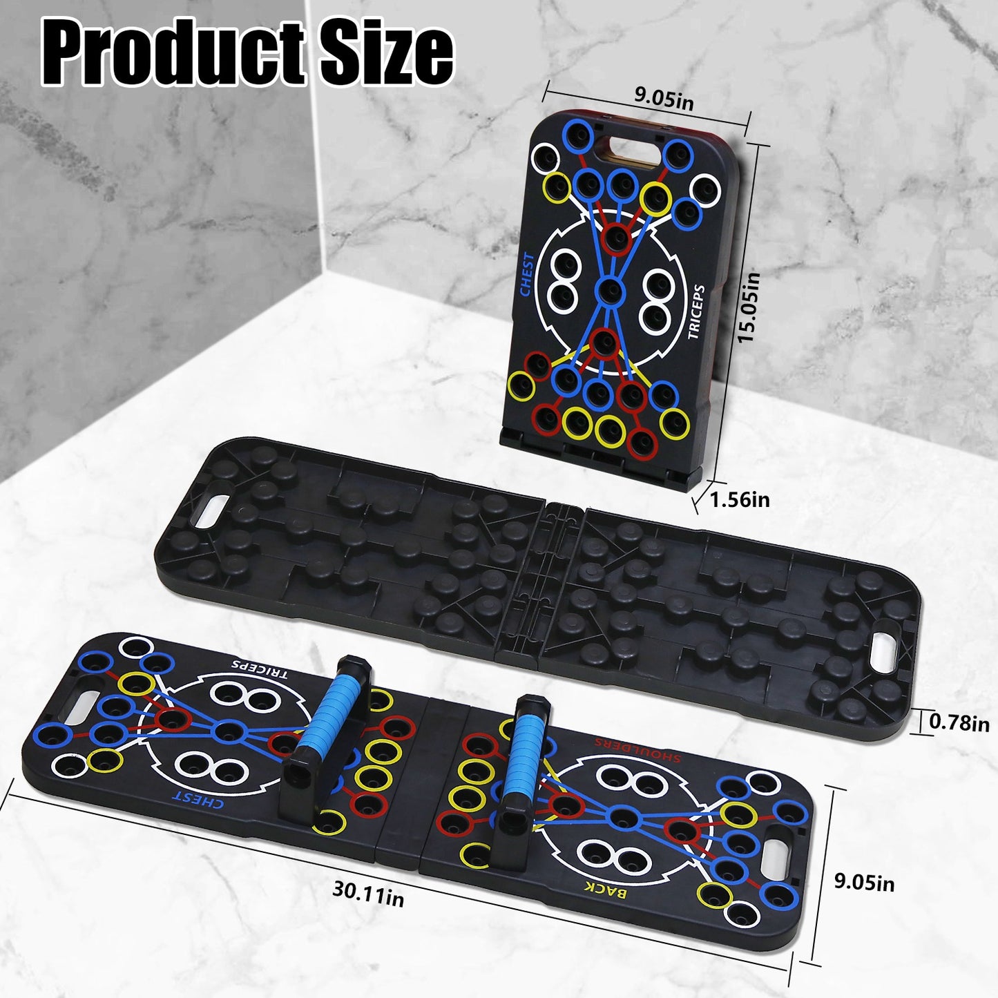 Multifunctional Push Up Board with 15 Fitness Accessories - Black