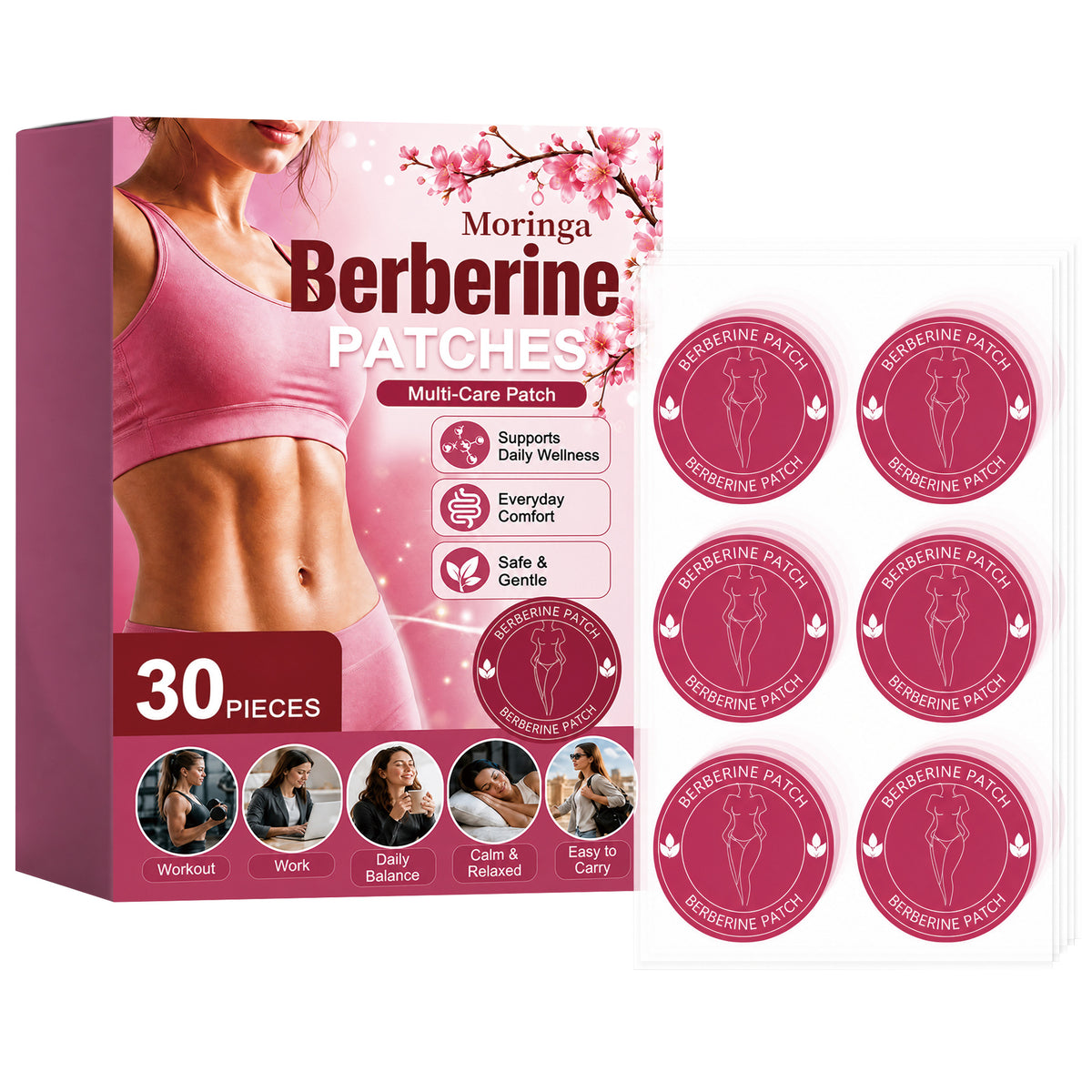 Body Care Patches - 30 Pieces with Moringa & Berberine