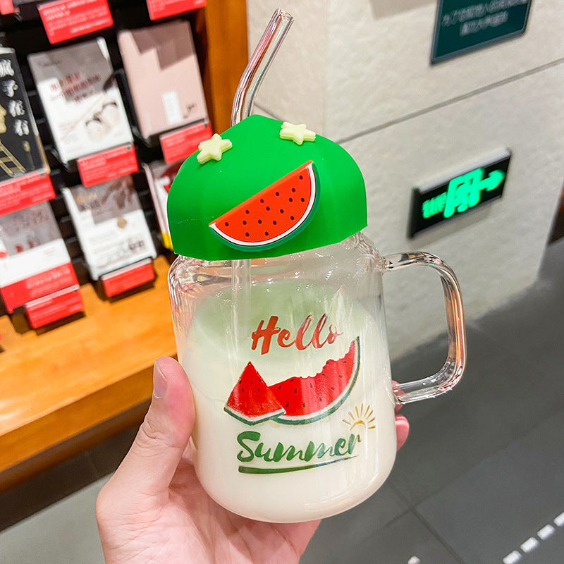 Large Capacity Tempered Glass Fruit Drinkware - High Temperature Resistant Transparent Glass Cup
