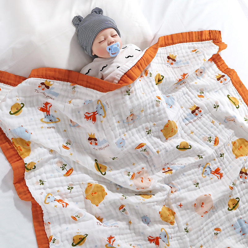 Children's Cartoon Bath Towel Six-Layer Gauze Quilt Blanket - Super Soft & Antibacterial