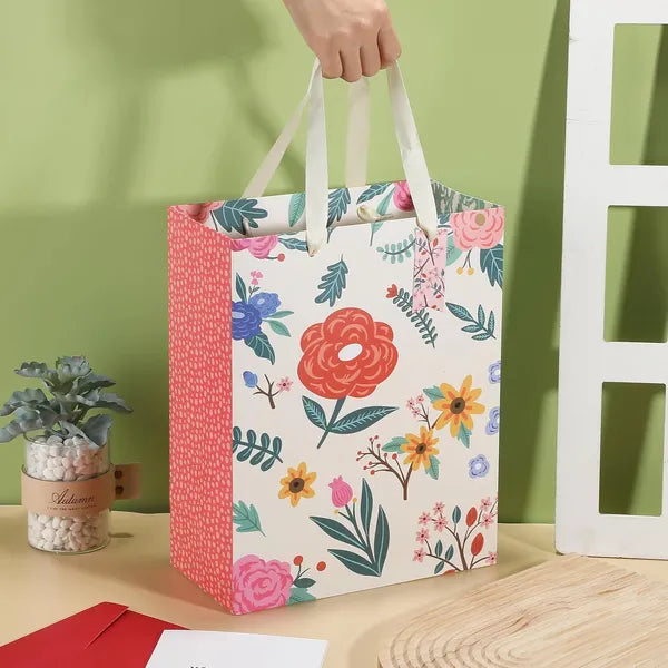 Large Flower Gift Bag - 13" for Easter, Birthdays & More
