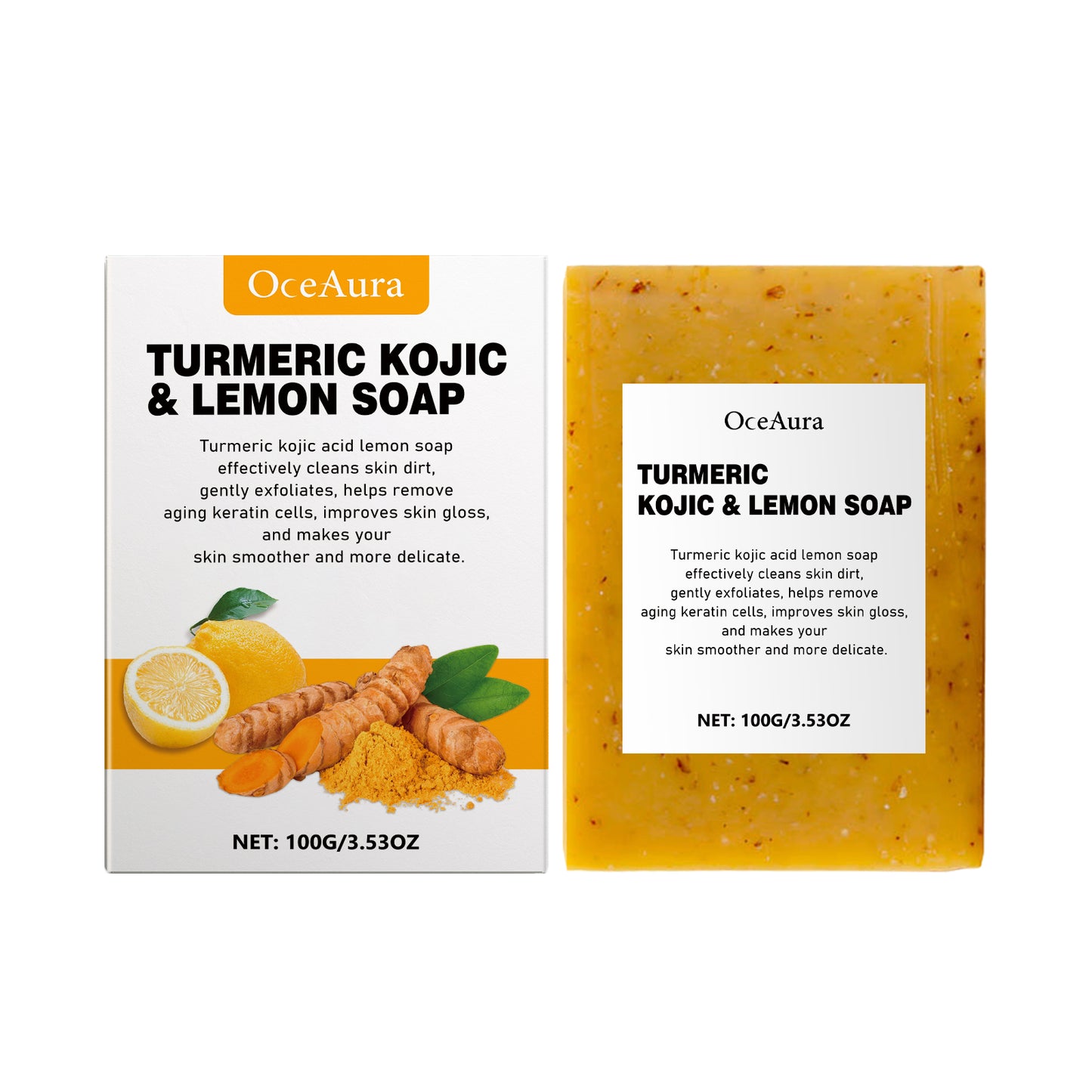 Lemon Turmeric Kojic Acid Soap - Gentle Brightening Bar for Face and Body