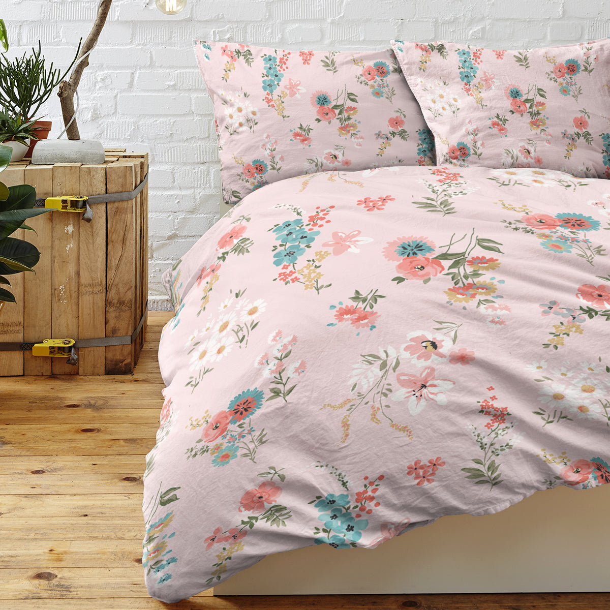 Minimalist Floral Duvet Cover Set - Soft Microfiber Bedding with Shams