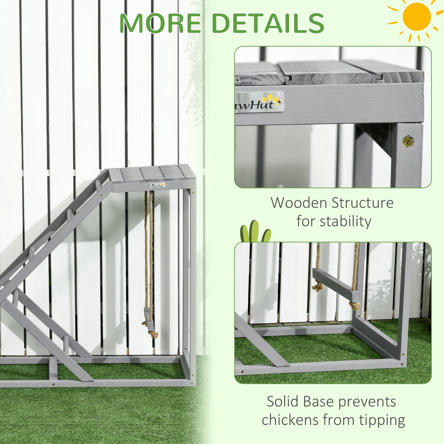 Chicken Play Swing Set with Perches & Ladder - Gray Outdoor Pet Toy