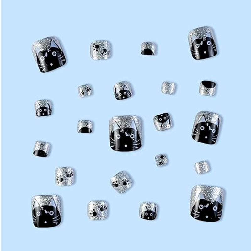 24-Piece Press-On Toenail Set - Long Square Artificial Acrylic Nails