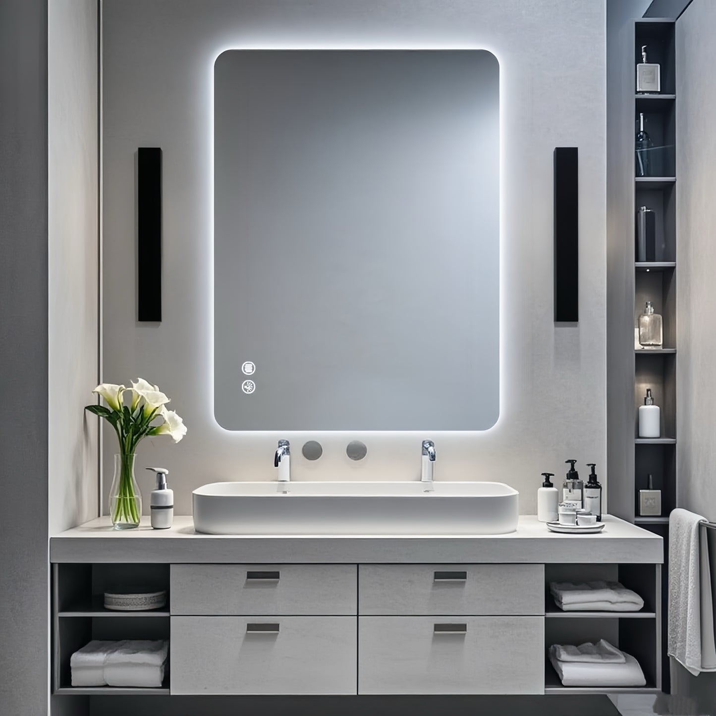 Rectangular Backlit Bathroom Mirror 30" x 40" - Clear