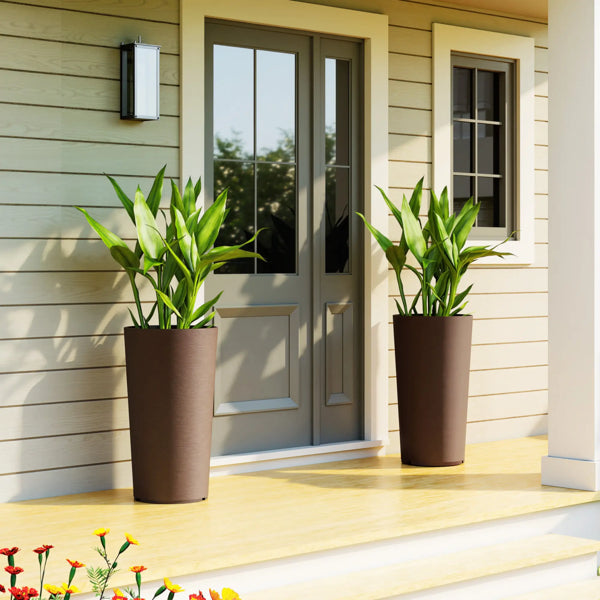 Versatile Metal Planter Box Set - 2-Piece Outdoor Planters