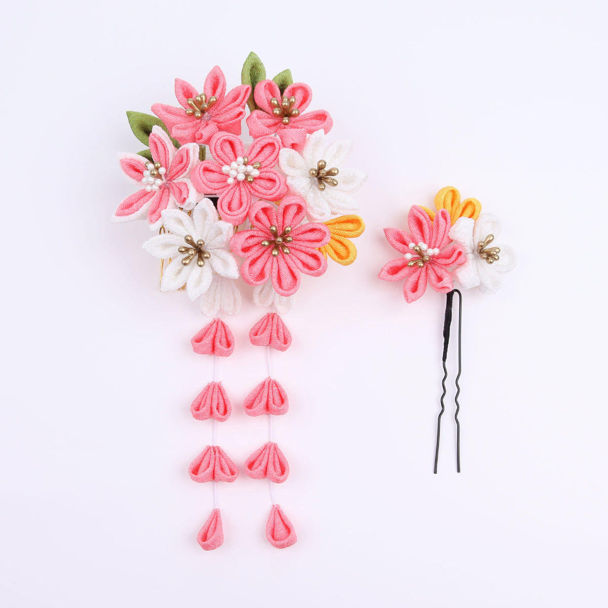 Floral Hair Comb Set - Japanese Style