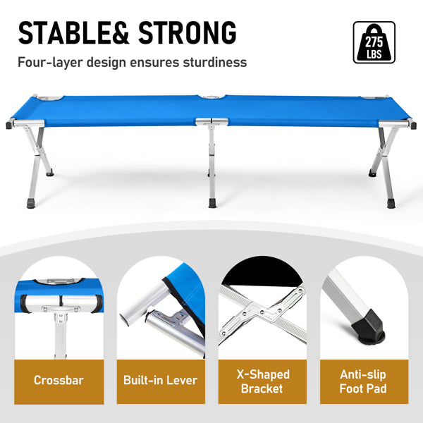 Portable Folding Camping Cot with Carrying Bag - Army Blue